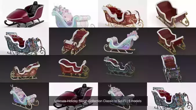 Ultimate Holiday Sleigh Collection Classic to Sci-Fi 3D Model Pack