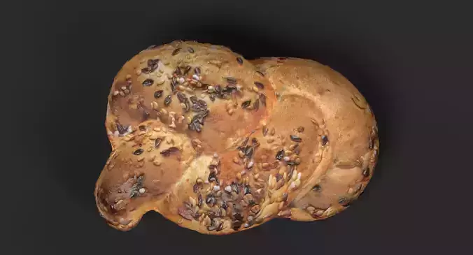 Brown Roll - Bakery Product 3D model 2