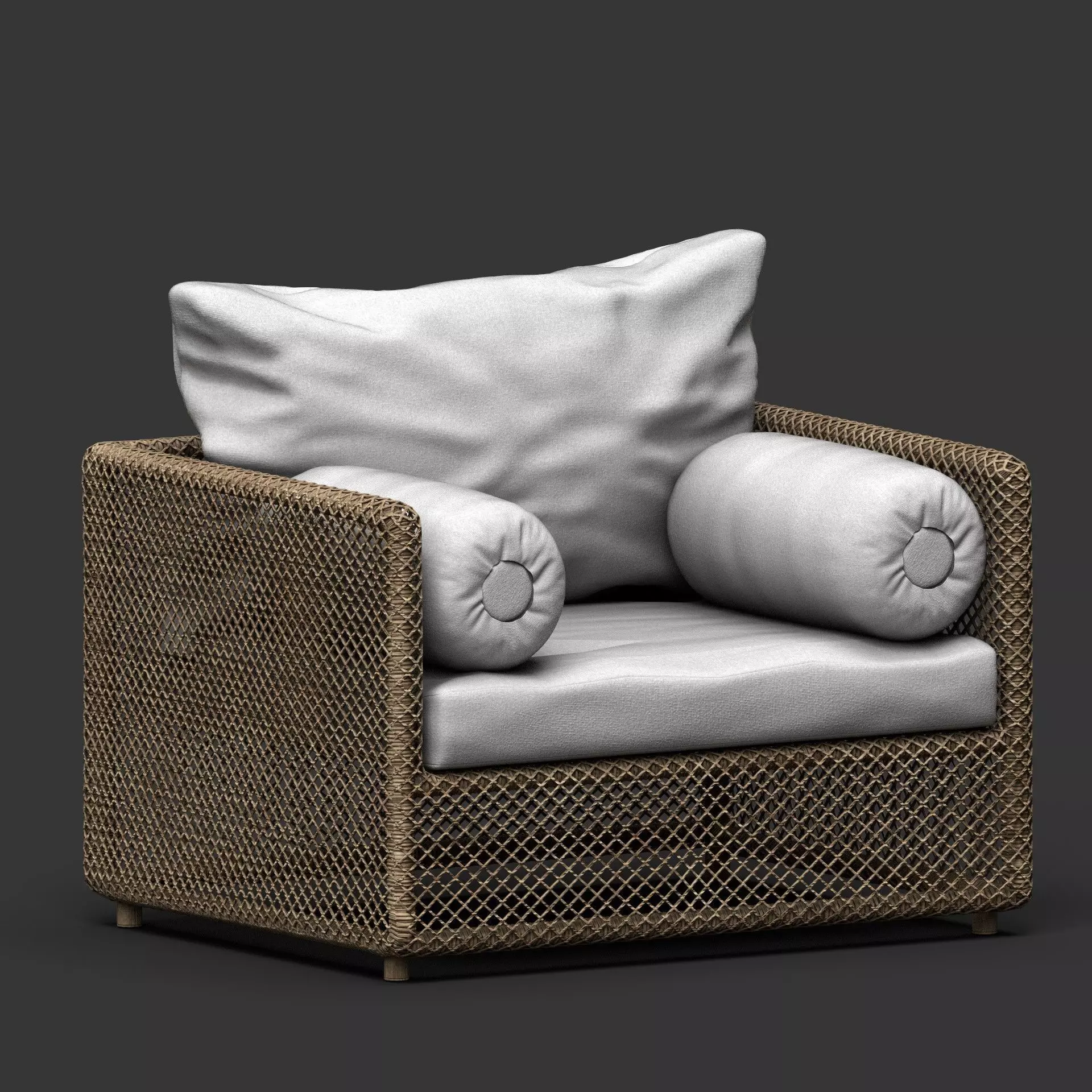 Wicker Lounge Armchair Low-poly 3D model