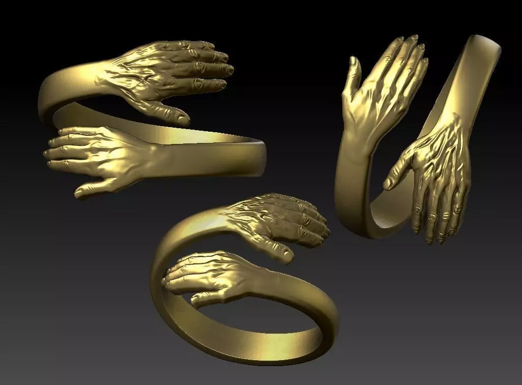 Two Hands Embrace Ring 3D Model 3D print model