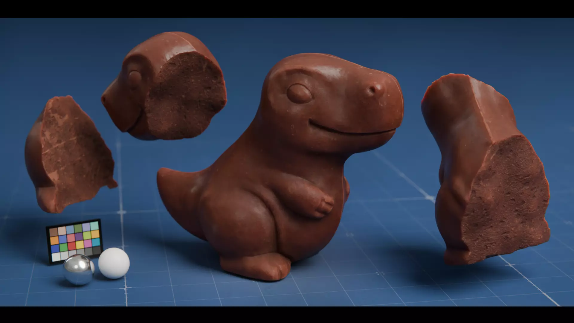 Chocolate T Rex Dinosaur PBR Full and Broken Versions Low-poly 3D model