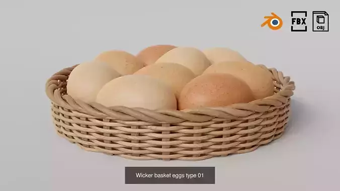 Egg and Wicker Basket Collection PBR Asset Pack 4