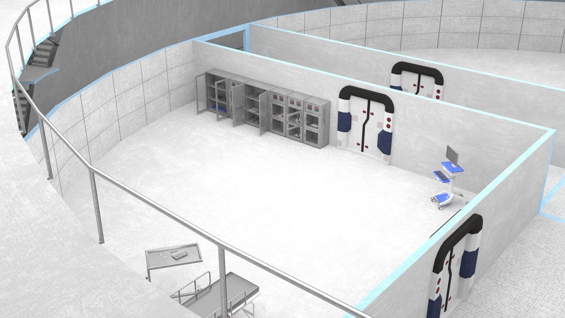 Medical Building with Props - Game Level Pack Low-poly 3D model_35