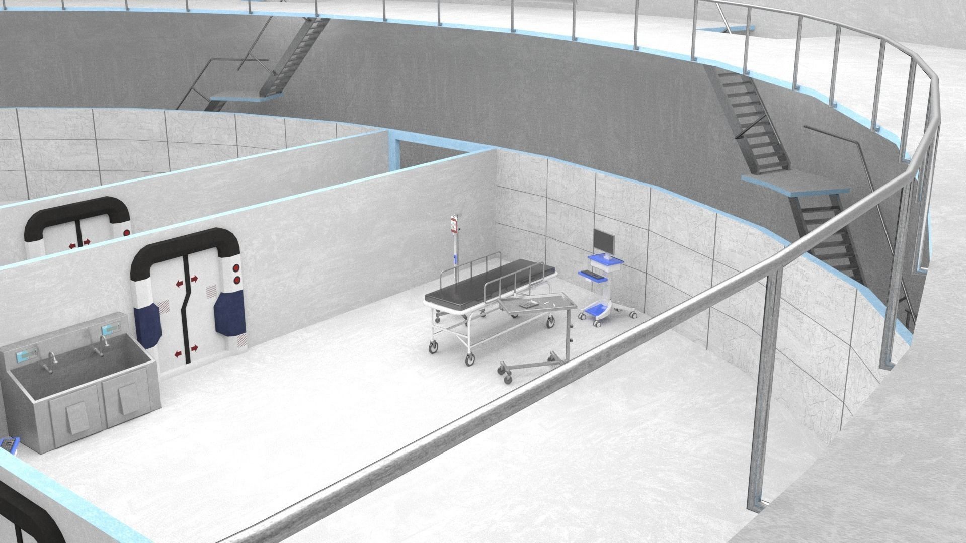 Medical Building with Props - Game Level Pack Low-poly 3D model_34