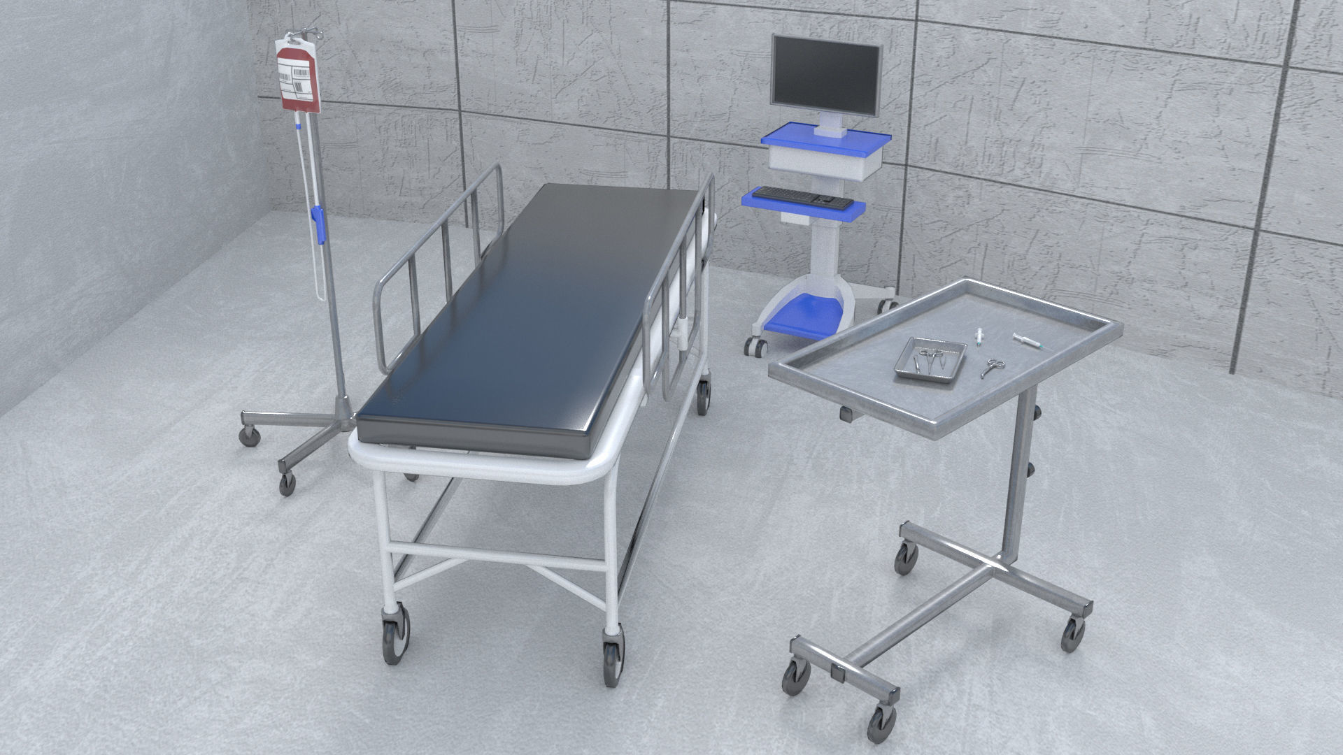 Medical Building with Props - Game Level Pack Low-poly 3D model_30