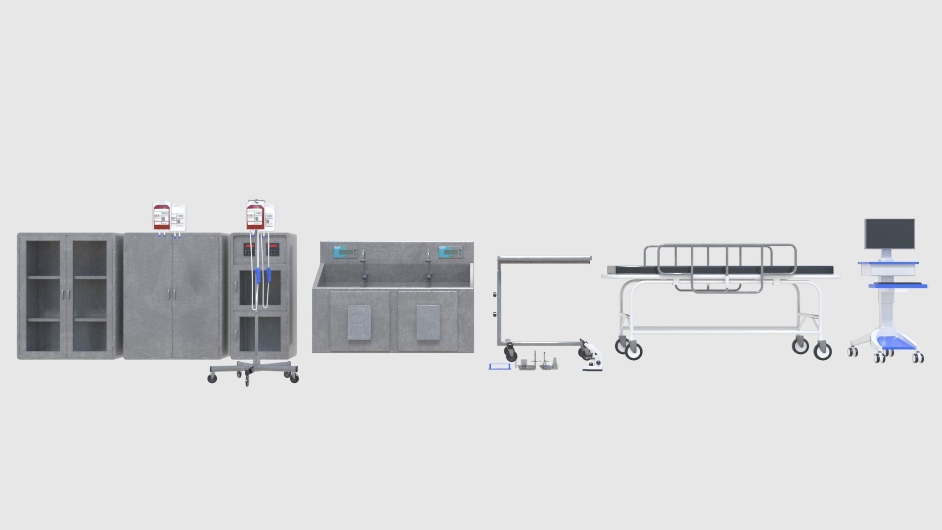 Medical Building with Props - Game Level Pack Low-poly 3D model_24