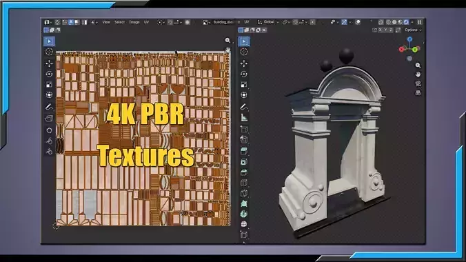 Building Architecture Element Textured Base Mesh 01 Low-poly 3D model 7