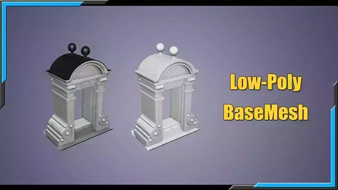Building Architecture Element Textured Base Mesh 01 Low-poly 3D model 6