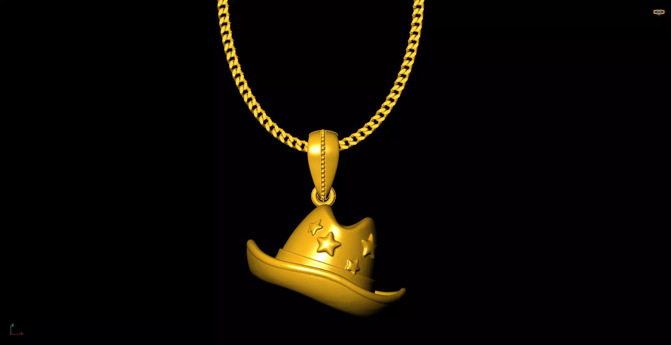 Cow boy hat pendant charms - one inch pendant 3D print model