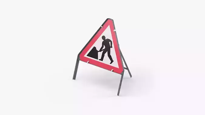 Men At Work Triangular Road Sign