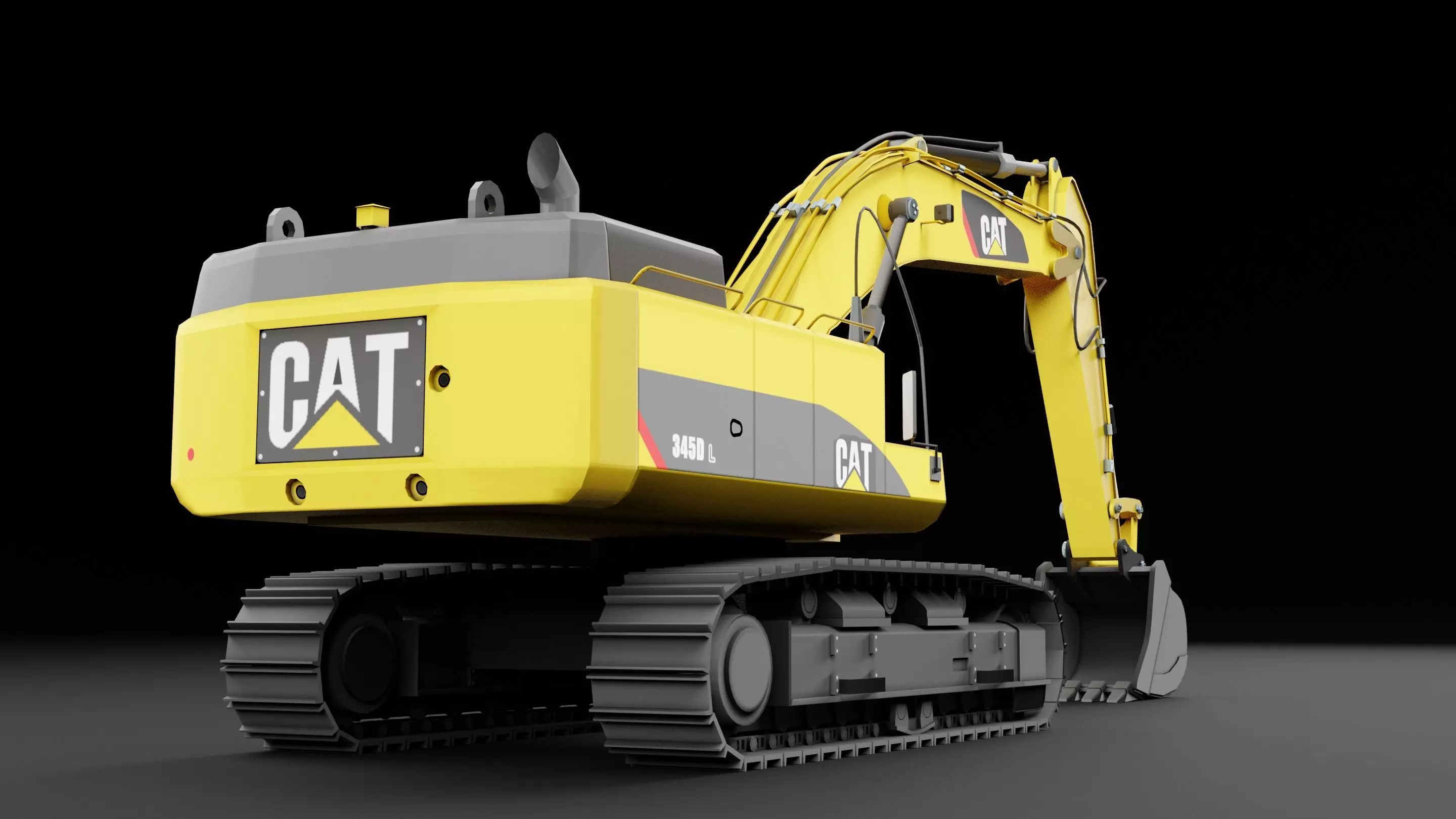 Cat 345 Tractor Low-poly 3D model