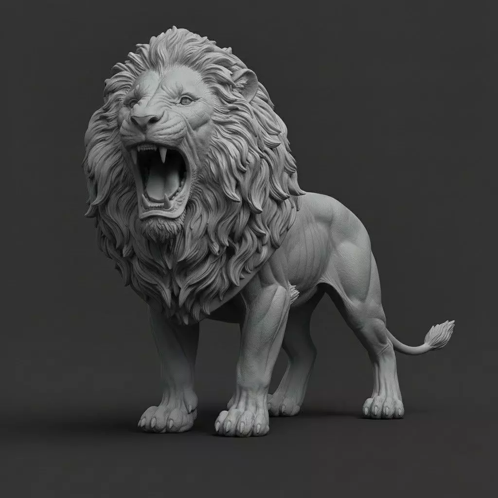 Roaring Lion Realistic Printable Model 3D print model