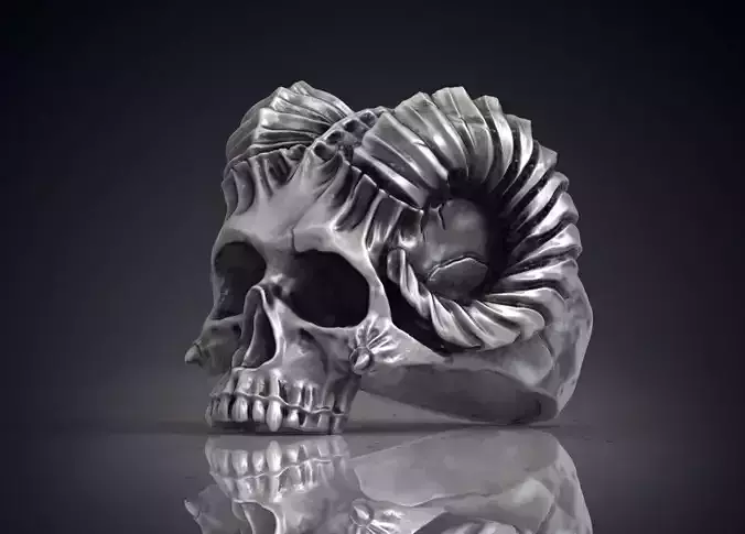 Ring Skull Horned  Demon STL OBJ 3d model for 3d printing 3D print model