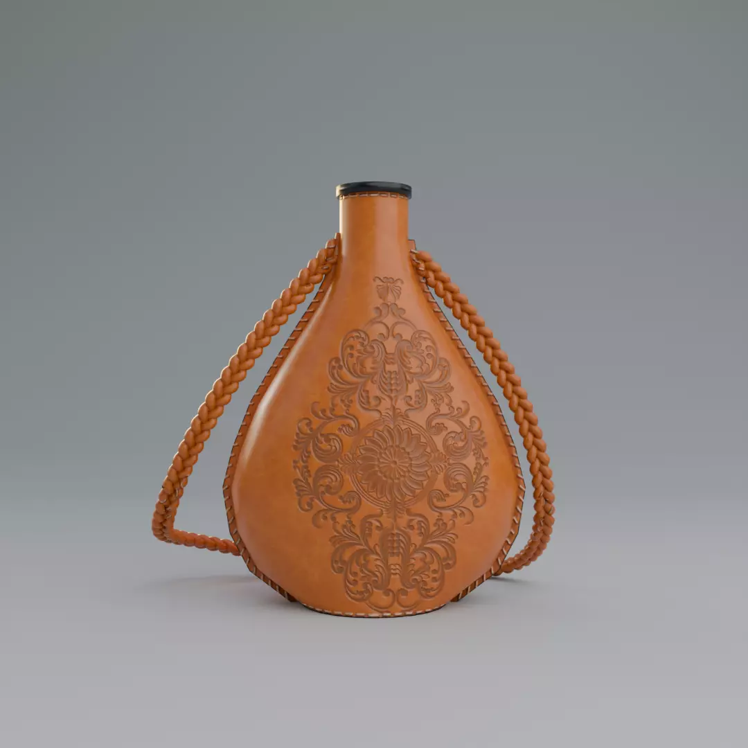 Fulani Leather Water Flask Low-poly 3D model