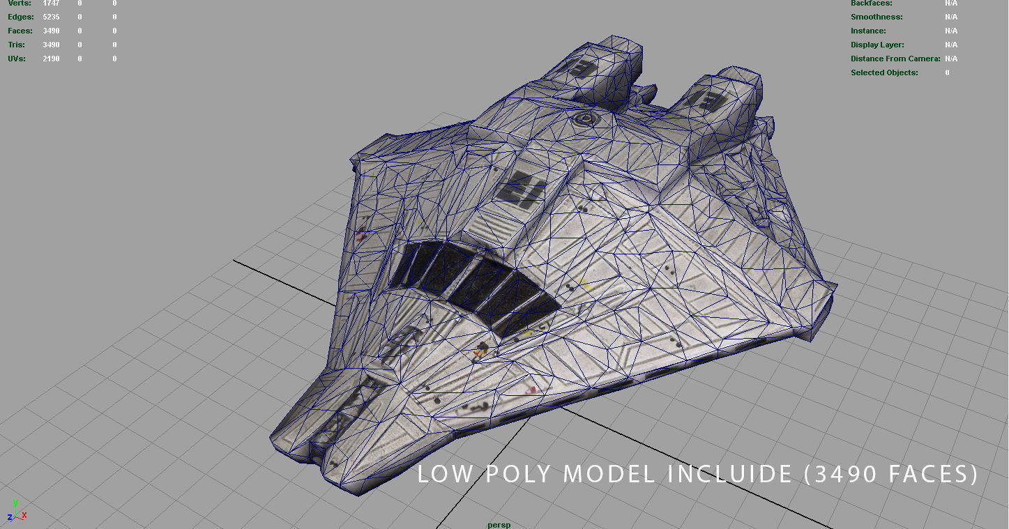 Narcissus  Alien shuttle Low-poly 3D model_16