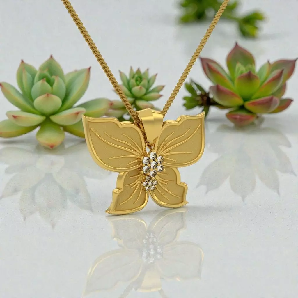 Butterfly Flower Pendant - Jewelry 3D- PG-662 3D print model