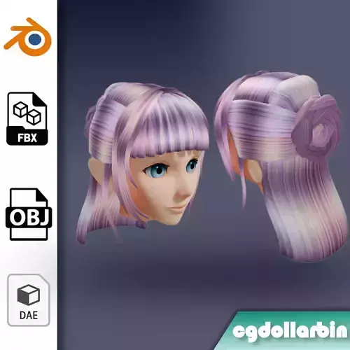 Female Anime Hair V2 - 5 Different Color Variations