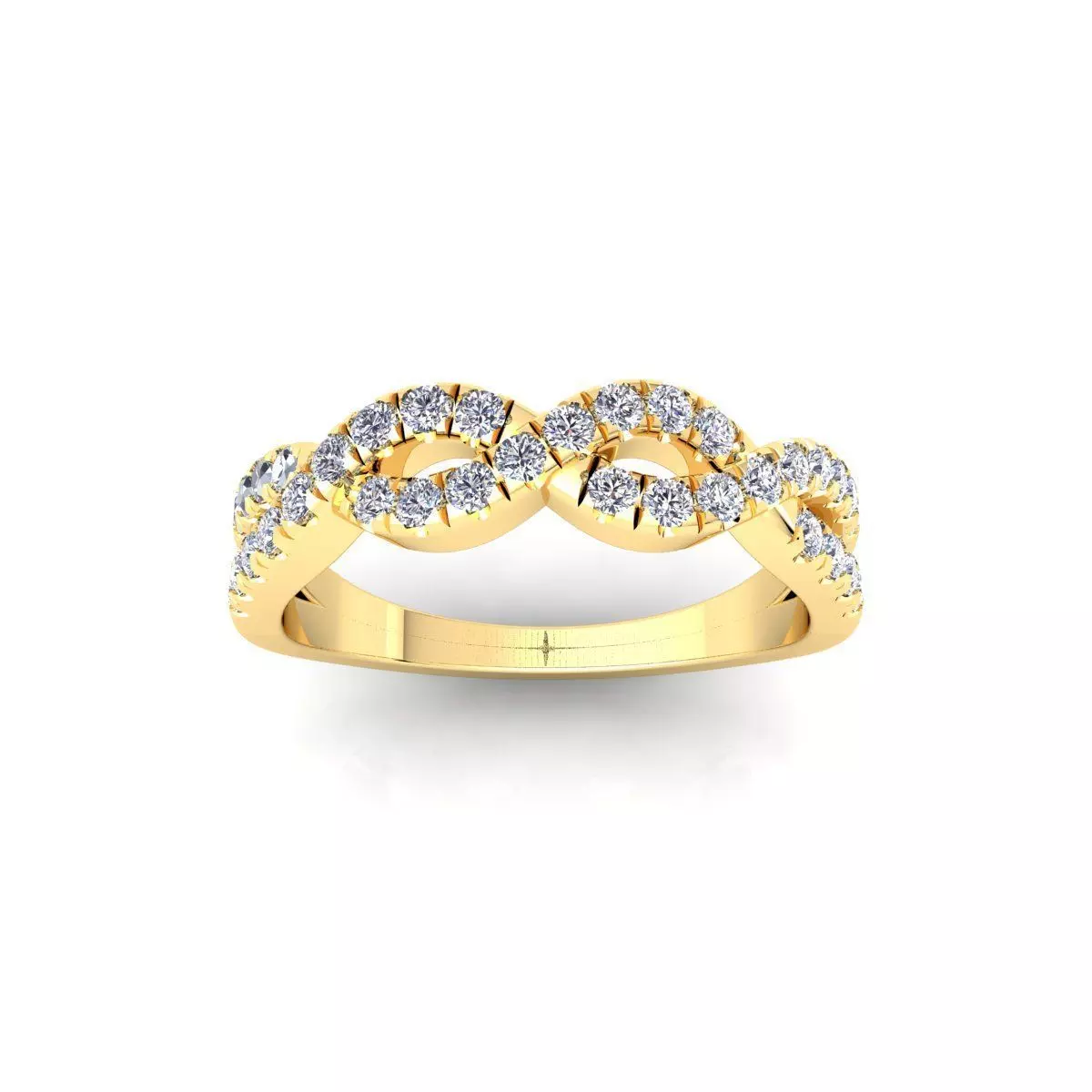 Twist Band Diamond Ring 3d Model and Render 3D print model