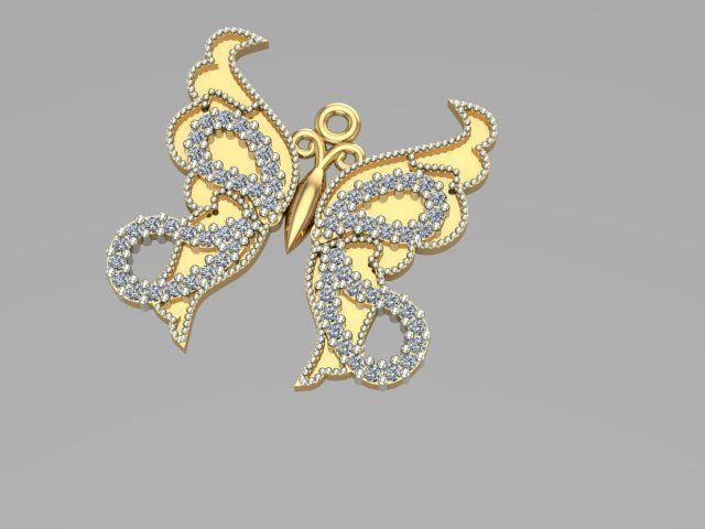 sintered butterfly pendant 3D print model