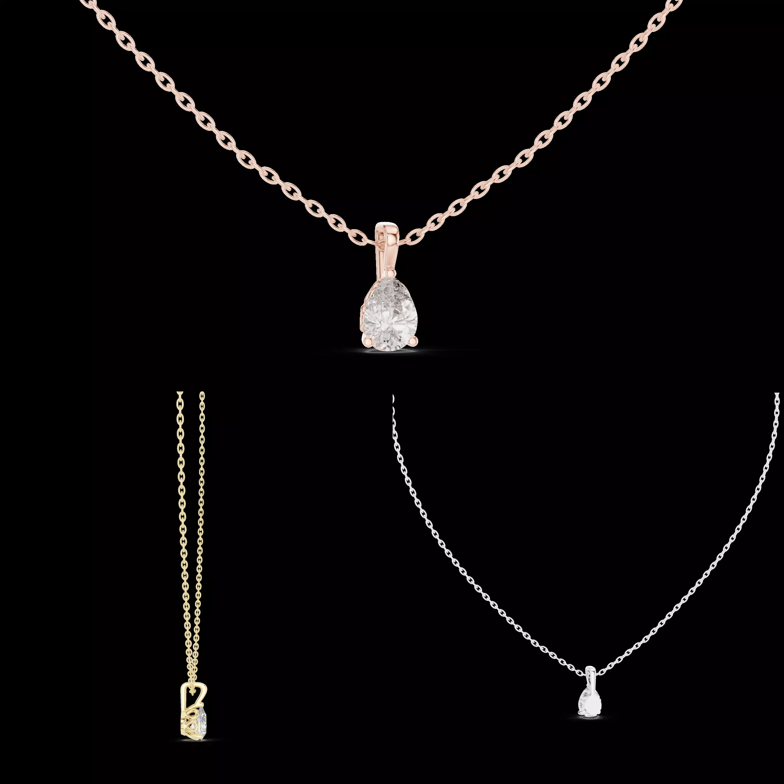 Elegant Pear Solitaire Diamond Necklace Pendant CAD 3D Model 3D print model