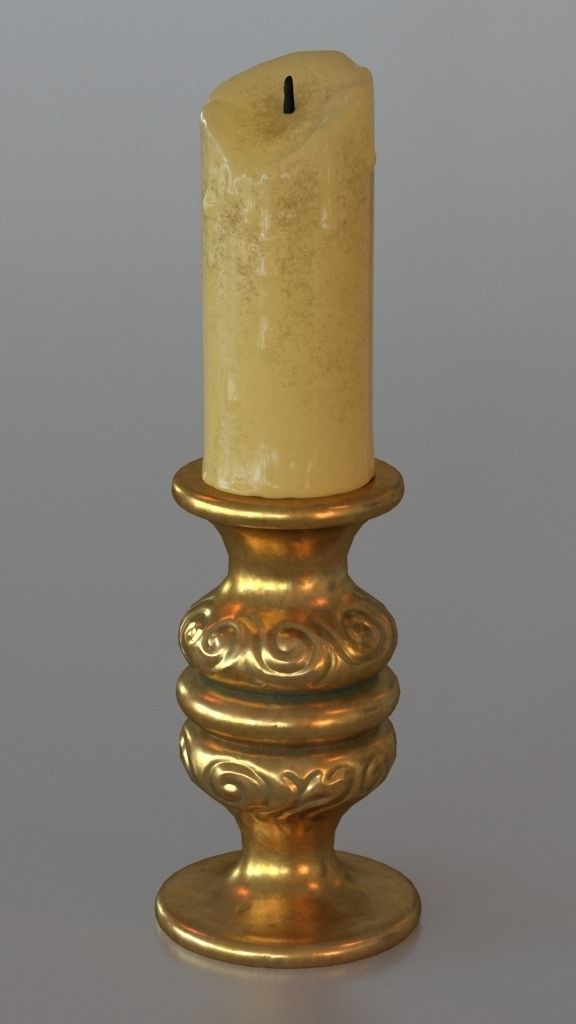 Old candle 3D model_4