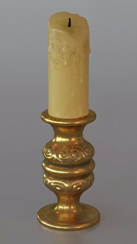 Old candle 3D model_0