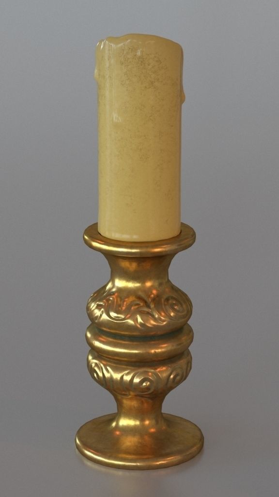 Old candle 3D model_2