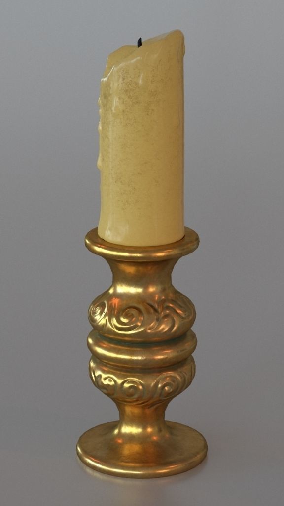 Old candle 3D model_3