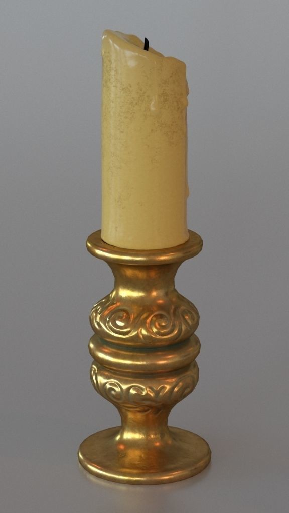 Old candle 3D model_1