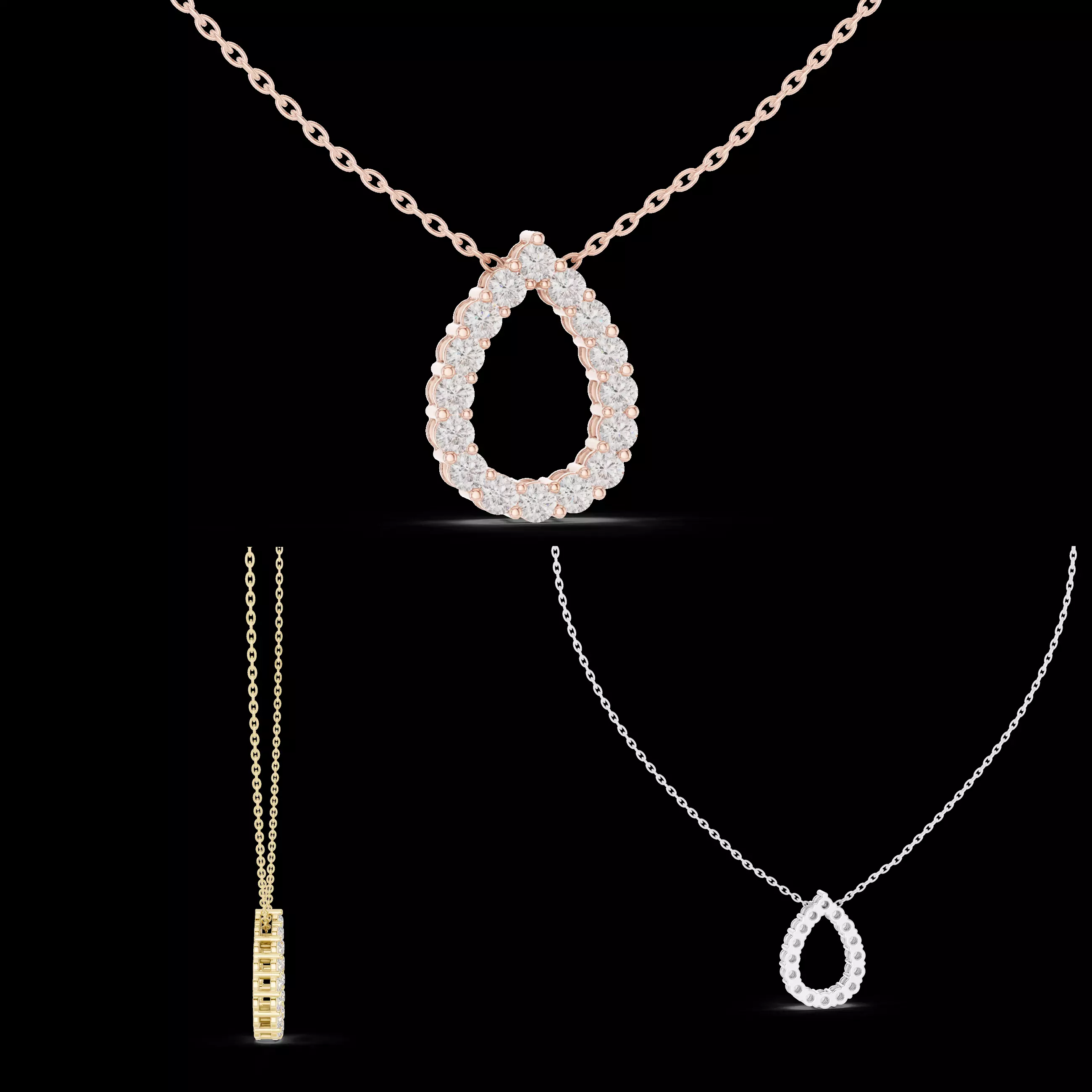 Pear Shape Diamond Halo Pendant CAD Model Jewelry Design 3D print model