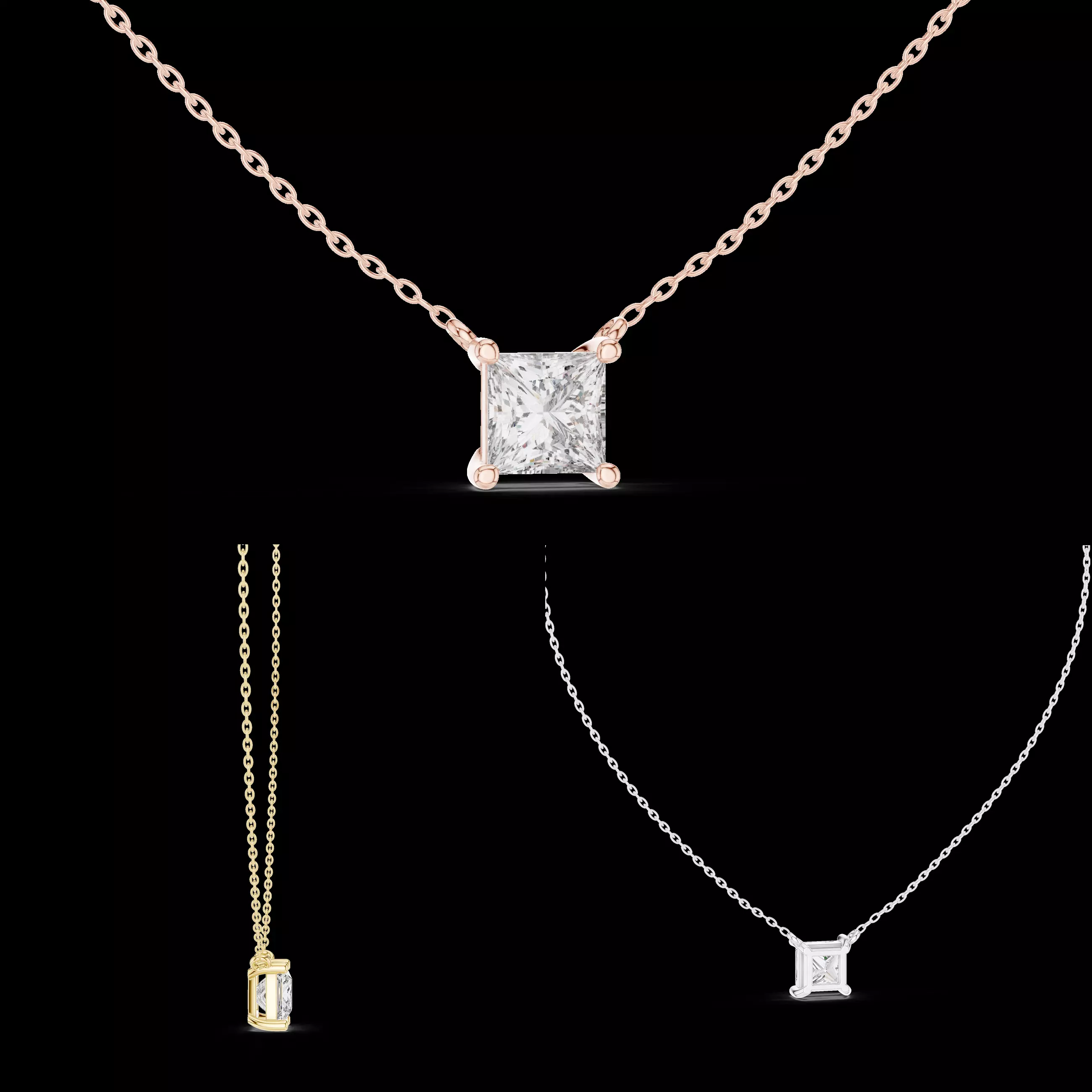 Princess Cut Solitaire Diamond Pendant CAD Model Jewelry Design 3D print model