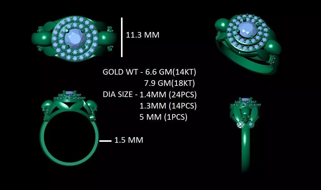 mirock skull ring solitaire ring 3D print model