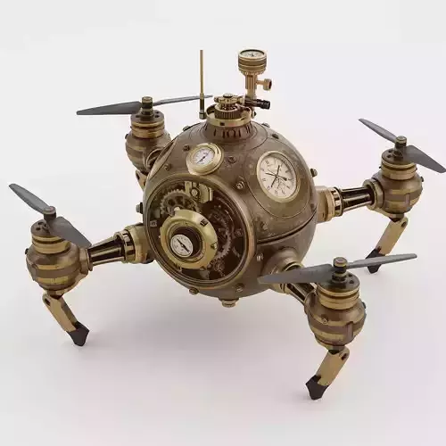Stylized 3D Steampunk Maintenance Drone