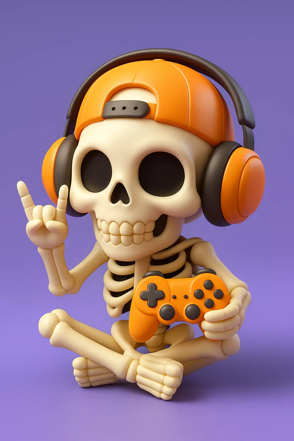 Cute 3D Gamer Skeleton with Headphones 3D print model