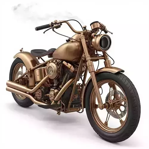 Steampunk High-Performance Motorcycle 3D Model