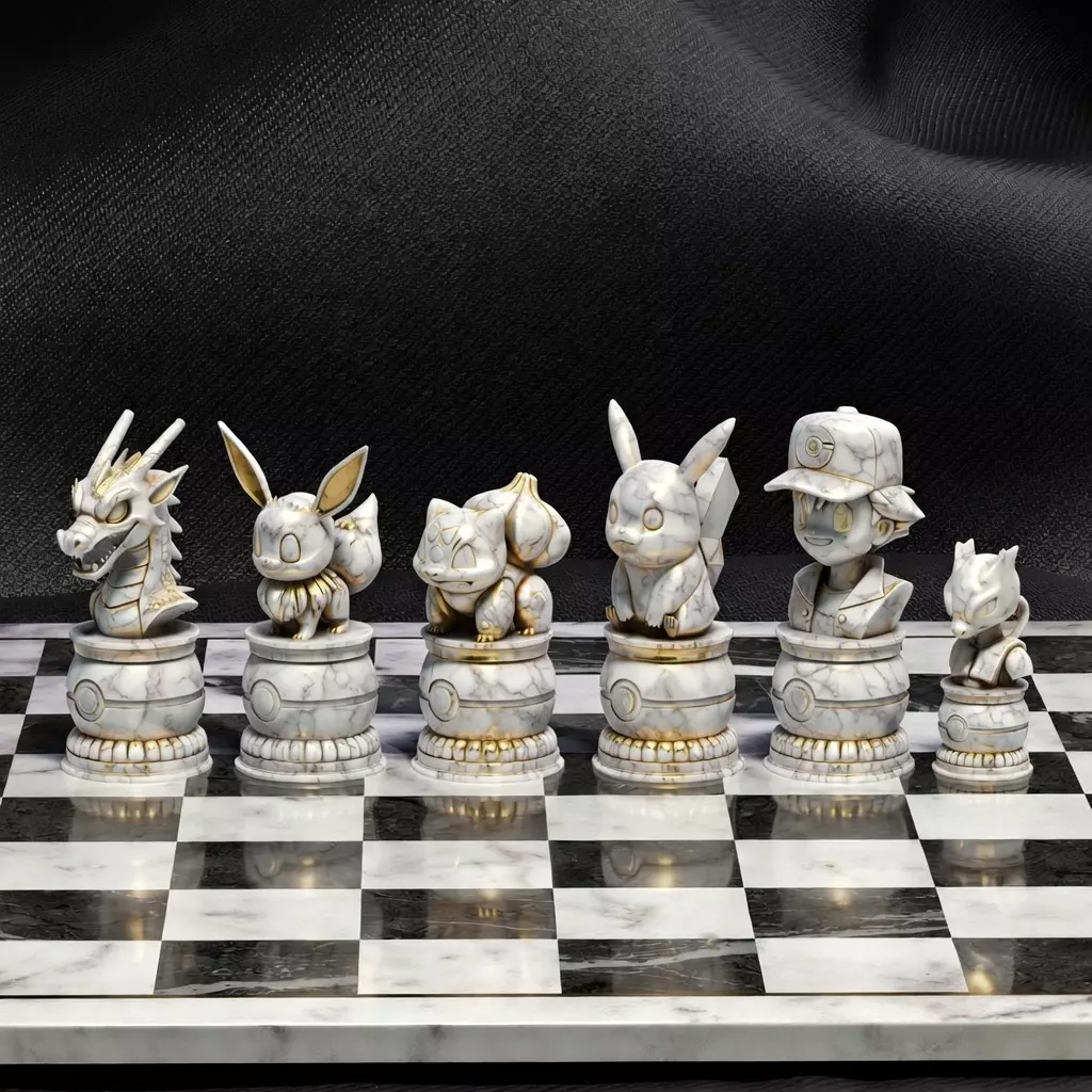 Pokemon Inspired Chess Pieces STL 3D Printable Pokemon Chess Set 3D print model