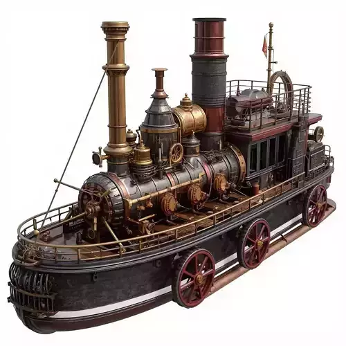 Steampunk Industrial Land-Ship 3D Model