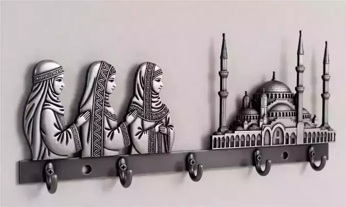 Muslim Women Sofia Mosque Wall Hooks 3D