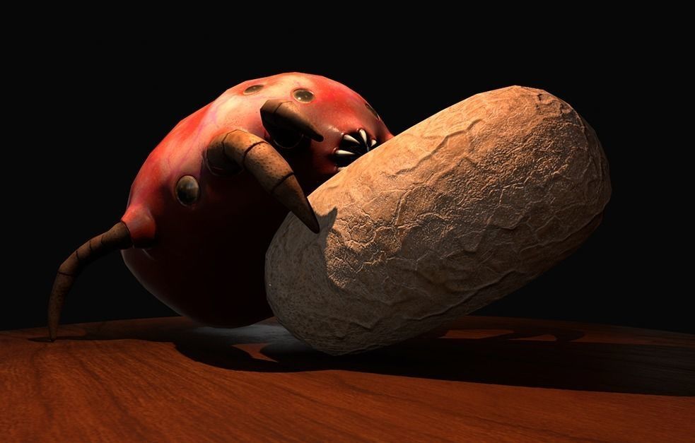 Worker Insect guarding an egg Low-poly 3D model_2
