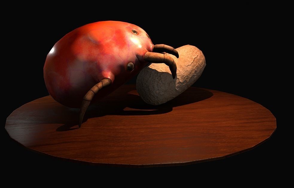 Worker Insect guarding an egg Low-poly 3D model_4