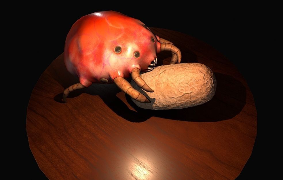 Worker Insect guarding an egg Low-poly 3D model_11