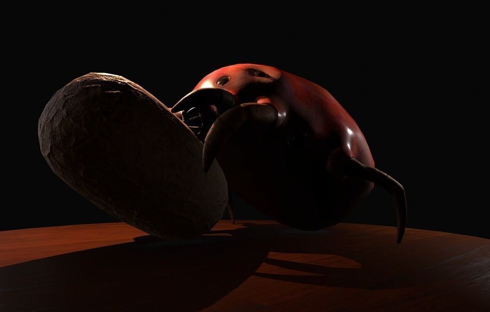 Worker Insect guarding an egg Low-poly 3D model_12