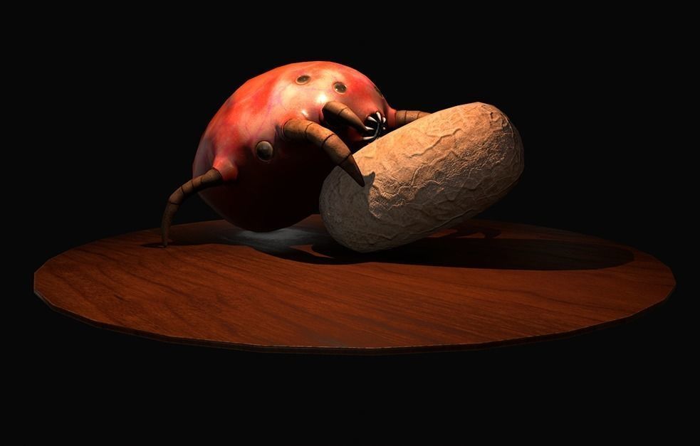 Worker Insect guarding an egg Low-poly 3D model_1