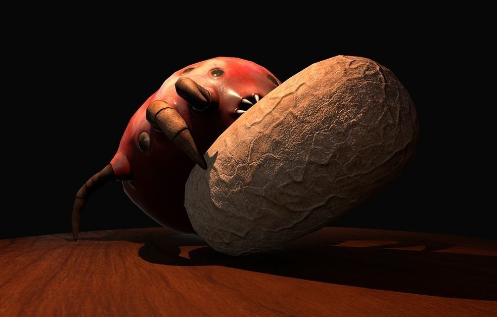 Worker Insect guarding an egg Low-poly 3D model_0