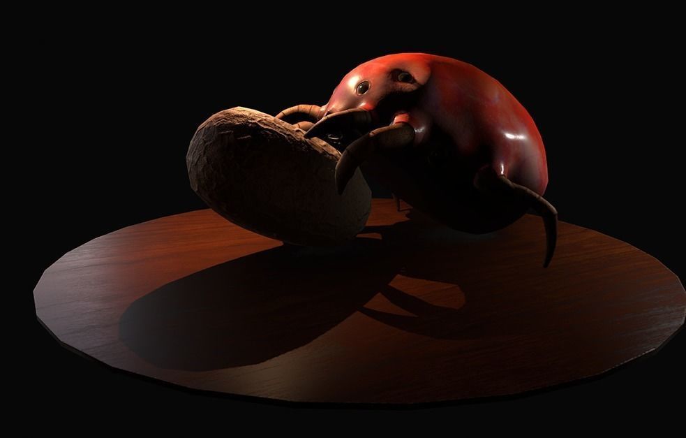 Worker Insect guarding an egg Low-poly 3D model_6