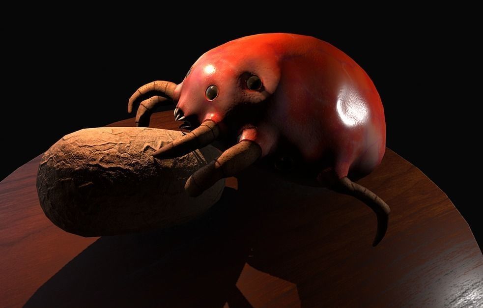 Worker Insect guarding an egg Low-poly 3D model_13