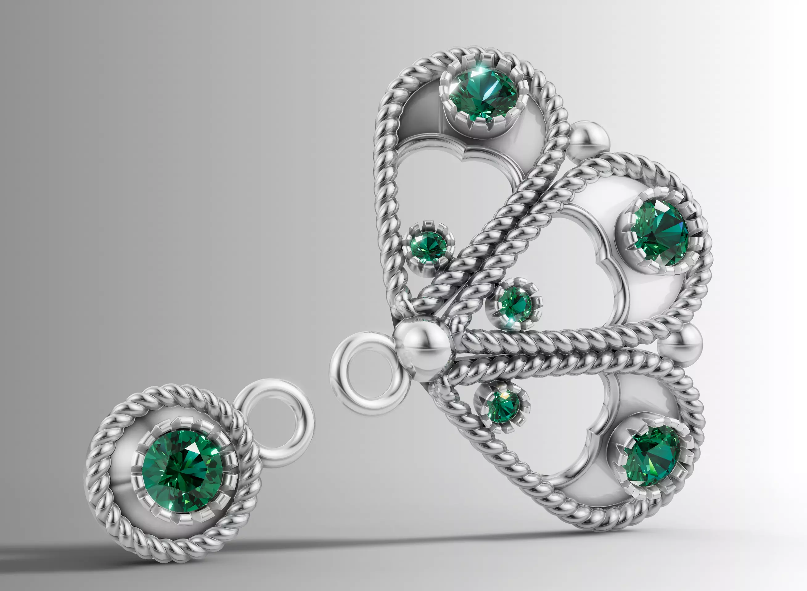 Floral Medallion and Drop Charm Set 3D print model