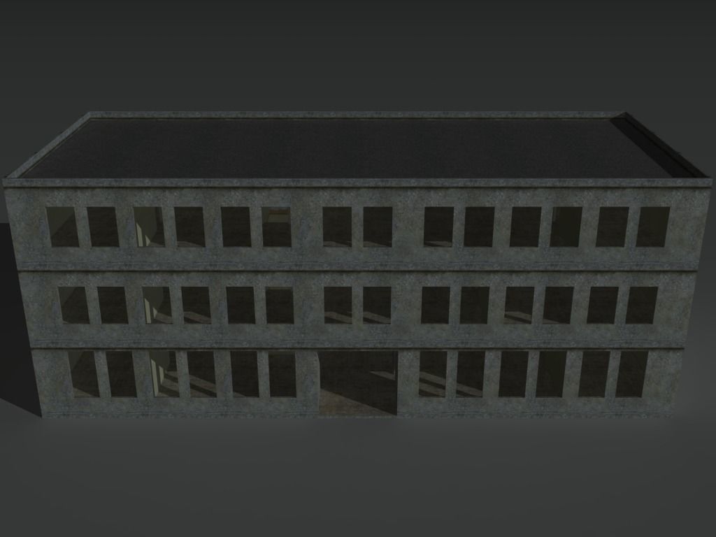 Derelict Building 1 Low-poly 3D model_1