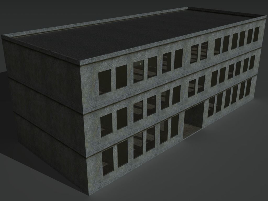 Derelict Building 1 Low-poly 3D model_8