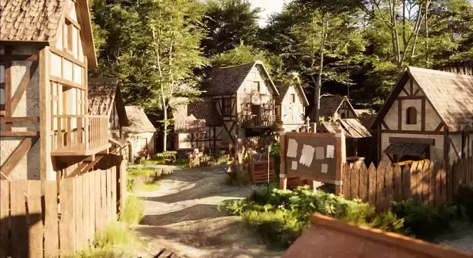 Medieval Village Modular Environment Pack Game Ready Low-poly 3D model 3